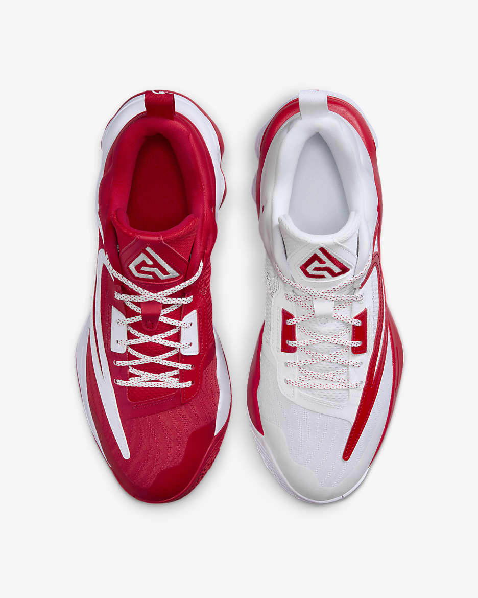 Nike white and red basketball shoes hotsell